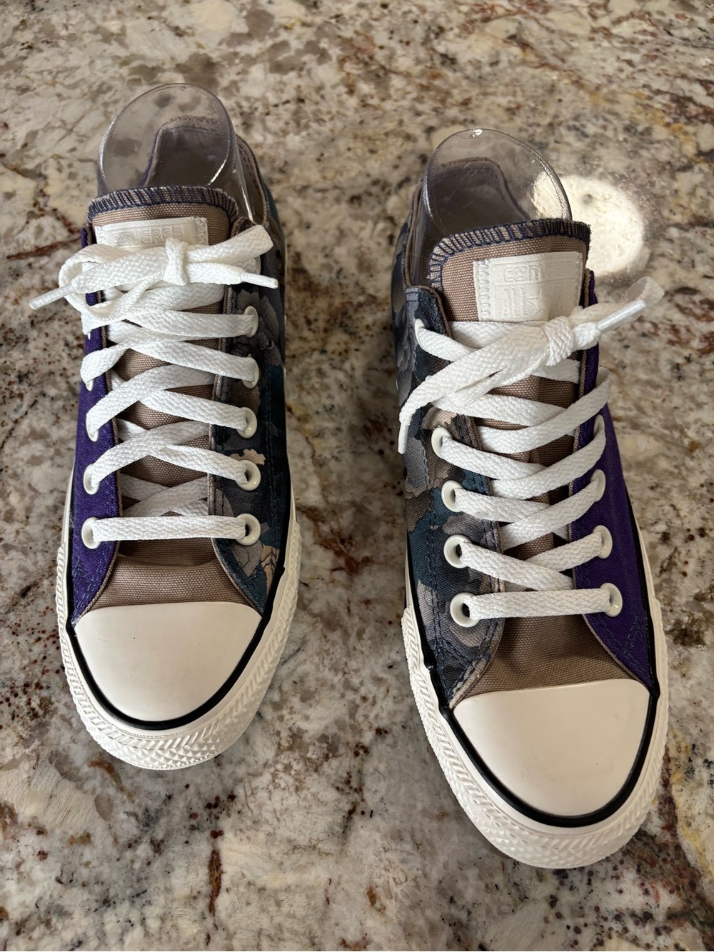 Converse Low-Top Sneakers in Purple, Gray, and White
